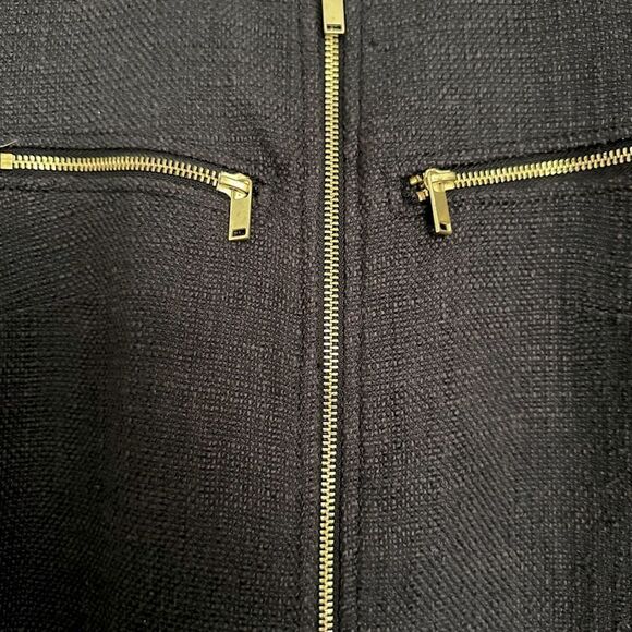 H & M H&M | Charcoal Gray Tweed Jacket Coat Blazer with Gold Details | Size 6 - Picture 6 of 7